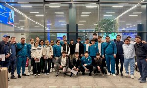 Наши кадеты отправились в Германию, перед вылетом Азизжон Камилов пообщался с дзюдоистами